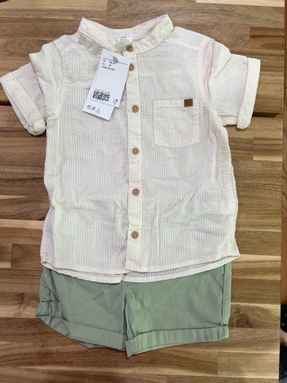 H&M boys button down shirt and short set